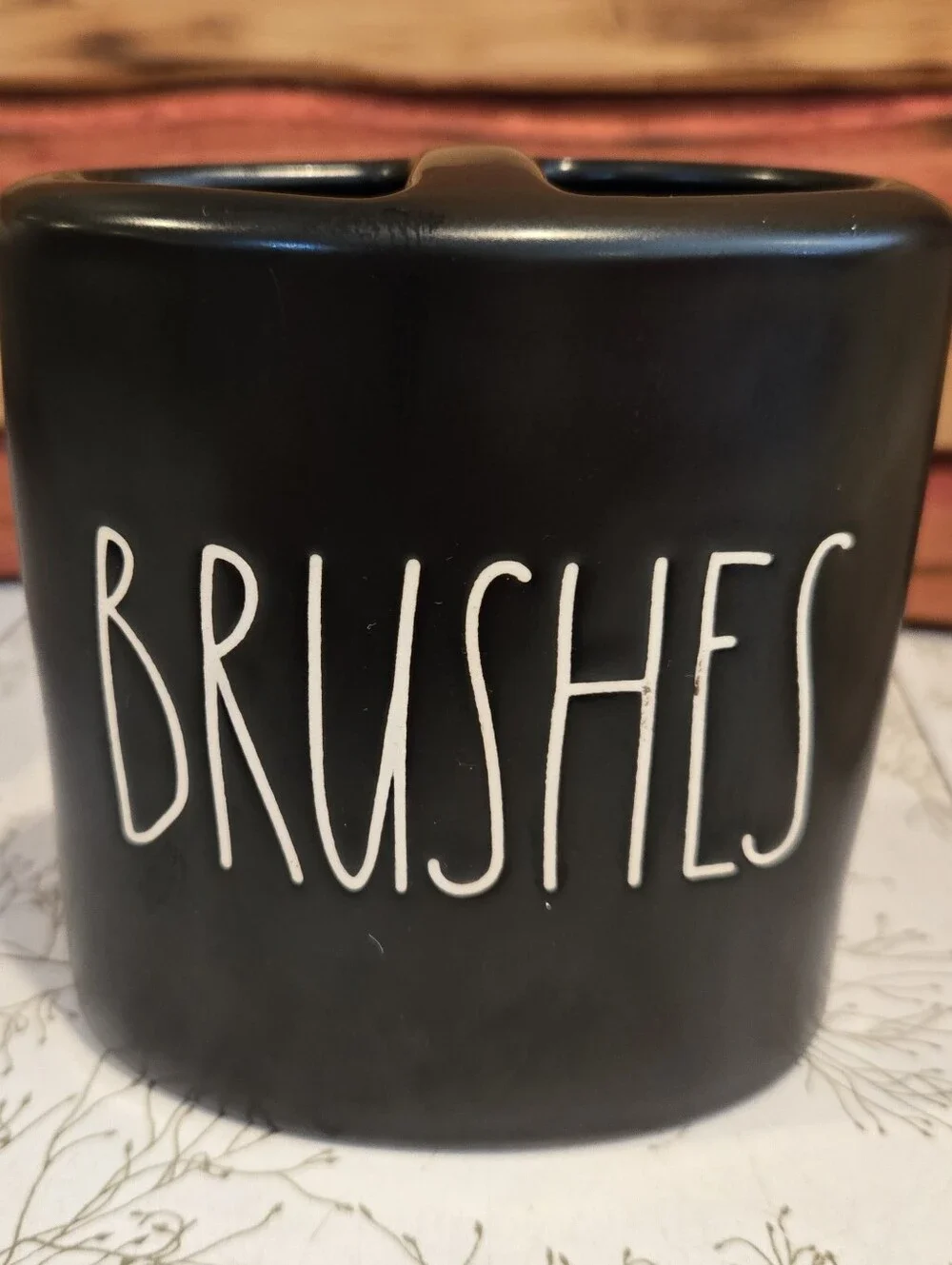 Rae Dunn Black Ceramic Toothbrush Holder